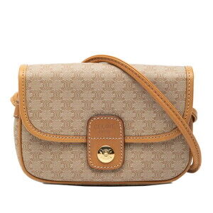 Celine Macadam Crossbody Shoulder Bag Mini Pochette Beige Leather Women's CELINE
